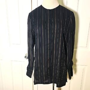 Dana Buchman Vintage Black Silk Button Down Blouse. Sz 4